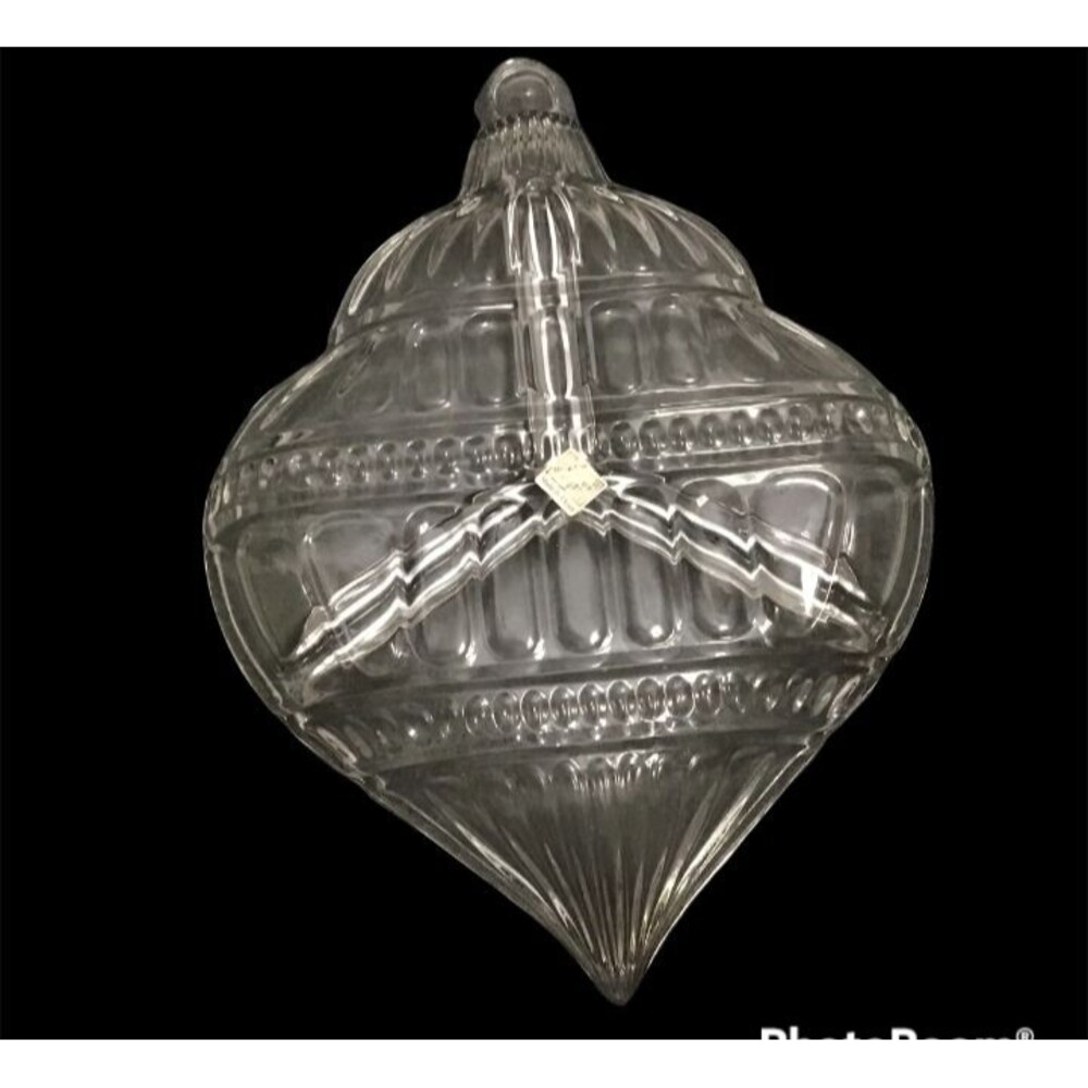 Christmas 15" Long Crystal Ornament Sectioned Serving Dish Charcuterie New